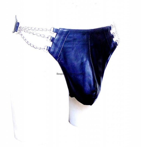 Items similar to Leather Thong With Chain Custom Made To Order BTL003 on Etsy