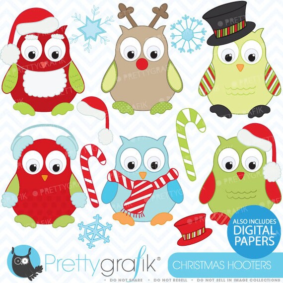 Christmas owls clipart, commercial use, vector graphics, digital clip art, digital images - CL370 Il_570xn
