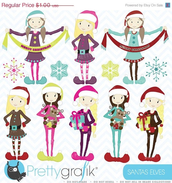 40% OFF SALE christmas elves clipart commercial use, vector graphics, digital clip art, digital images - CL420 Il_570xn