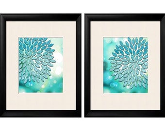 Turquoise Teal, Turquoise Wall Art, Turquoise Home Decor, Dahlia, Floral,  Abstract Floral, Mint Green, Home Decor, Summer Art