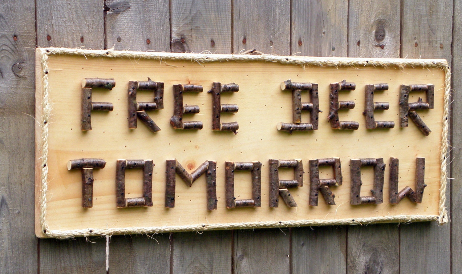 Funny Beer Sign FREE BEER TOMORROW Rustic by TheRusticWoodshed