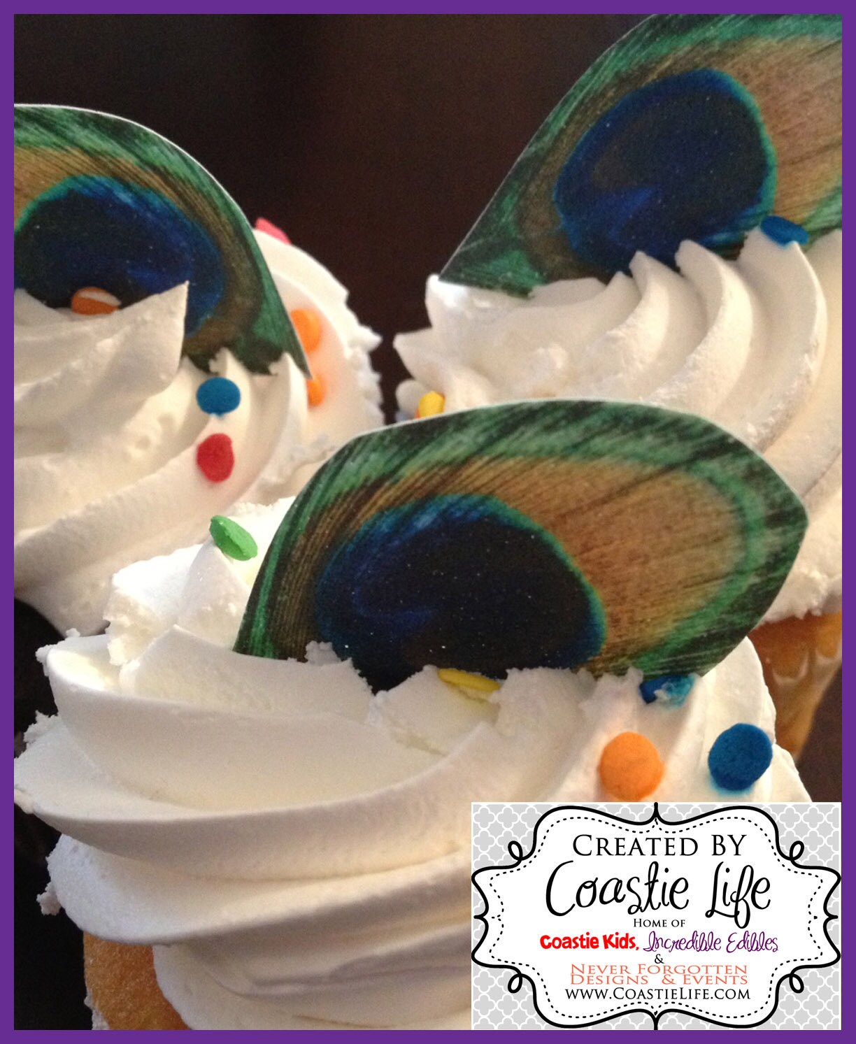 25 Edible Peacock Feathers YOU CUT OUT on Real Frosting Icing
