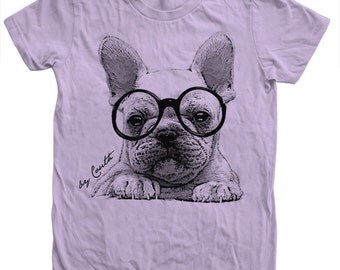 French Bulldog Tshirt Custom Hand Screen Print American Apparel Crew Neck Available: S, M, L, Xl, 2Xl