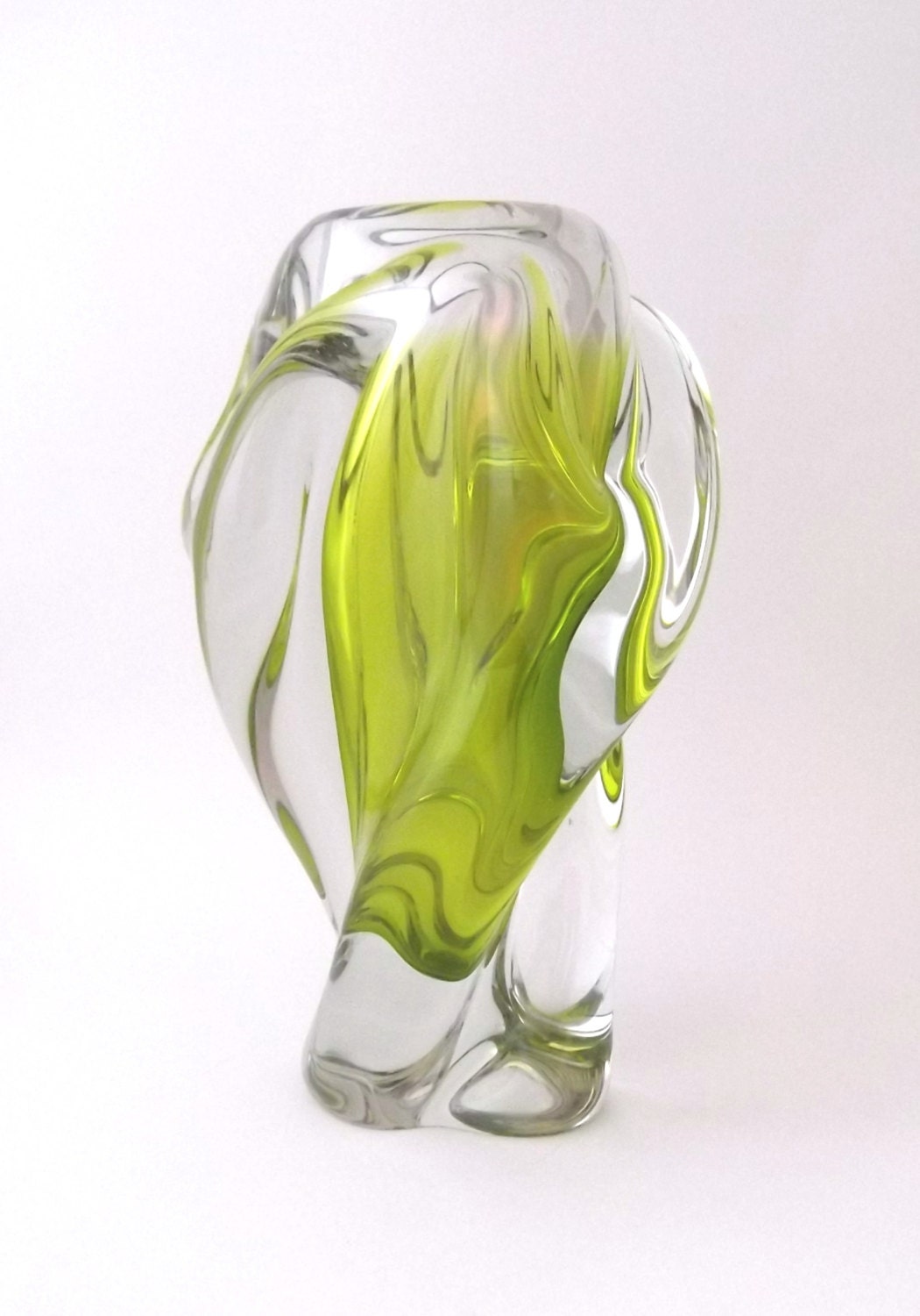 Chribska Josef Hospodka 1960s massive spiraling glass vase