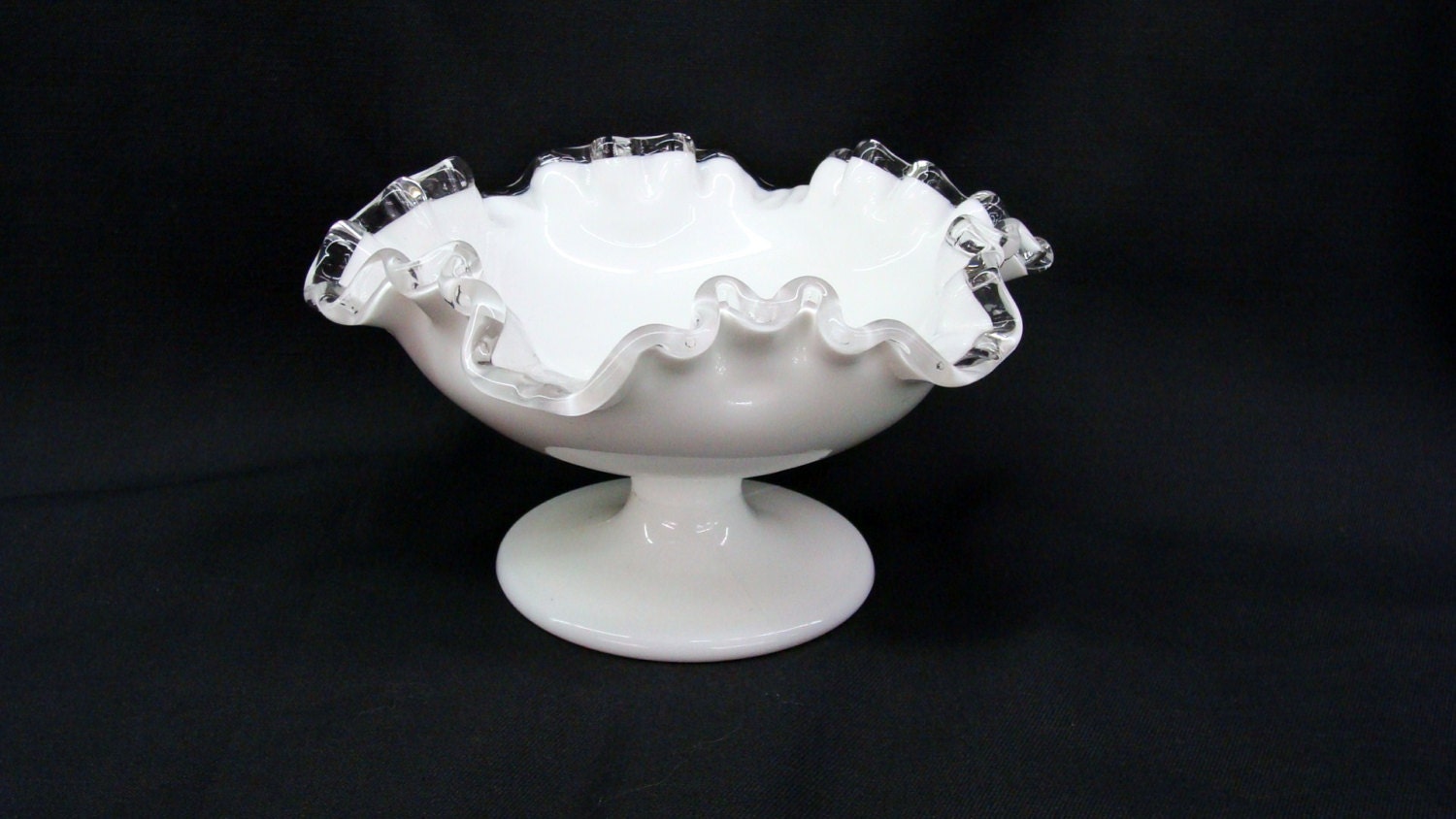 Fenton Silver Crest Footed Bowl Milk Glass Candy by EtagereLLC
