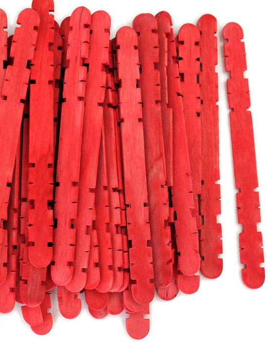100 Red Notched Hobby Craft Sticks