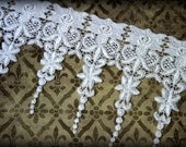 Lace Fabric Trim, White Lace Fabric, Guipure Lace, Venice Lace, Bridal Lace, Costume Design, Lace Applique, Crafting, approx. 6.50" GL-008