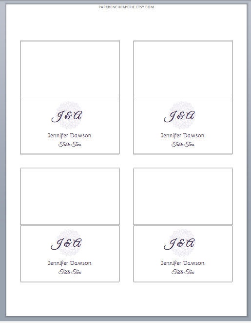 Wedding Place Card template Instant Download DIY Microsoft