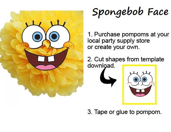 Items similar to Spongebob Pompom Face Template on Etsy