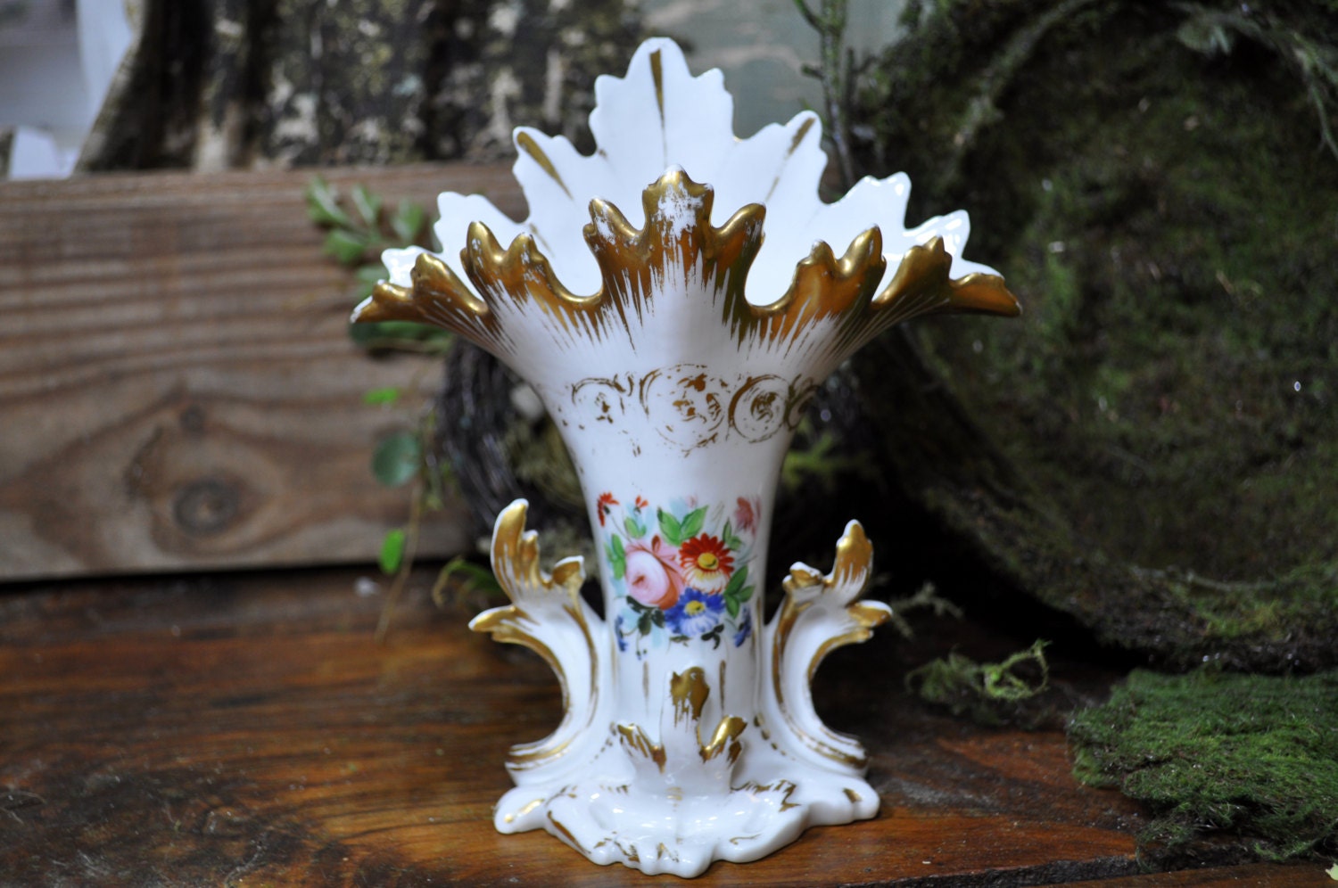 Old Paris Vase Antique Flower Vase porcelain floral French