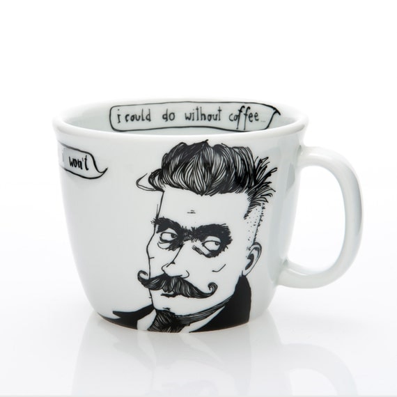 Ivan the hipster, handmade coffee cup with caption