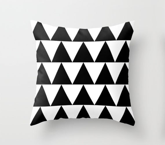 Black and White Triangle Throw Pillow By Pencil Me In // Black and White Pillow