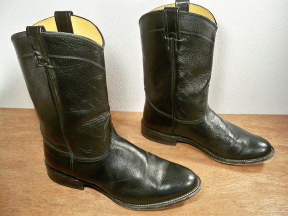 Vintage Nocona Black Soft Leather Mens Cowboy Western By Joeymest