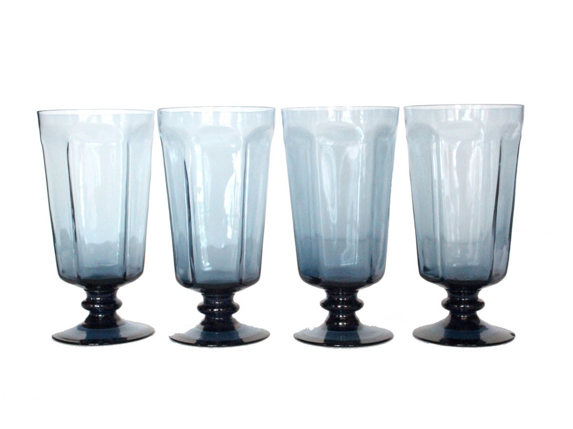 Lenox Crystal Antique Blue Iced Tea Water Stemmed Glasses Set