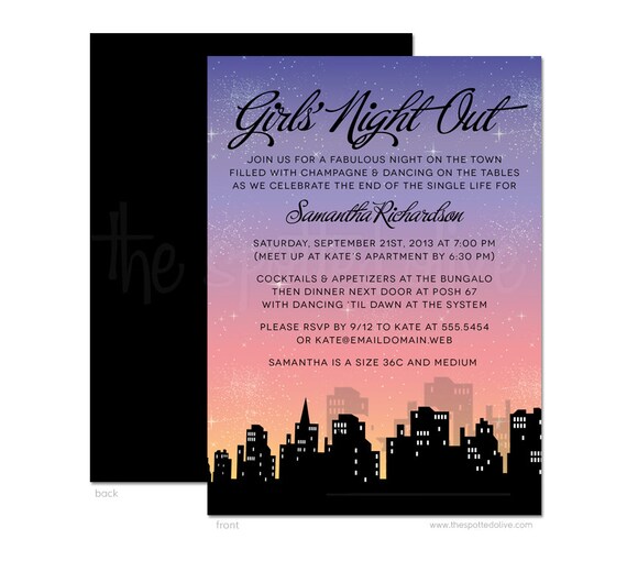 Girls Night Out Bachelorette or Birthday Party Invitations - DIY Printable or Printed Invitations Il_570xn