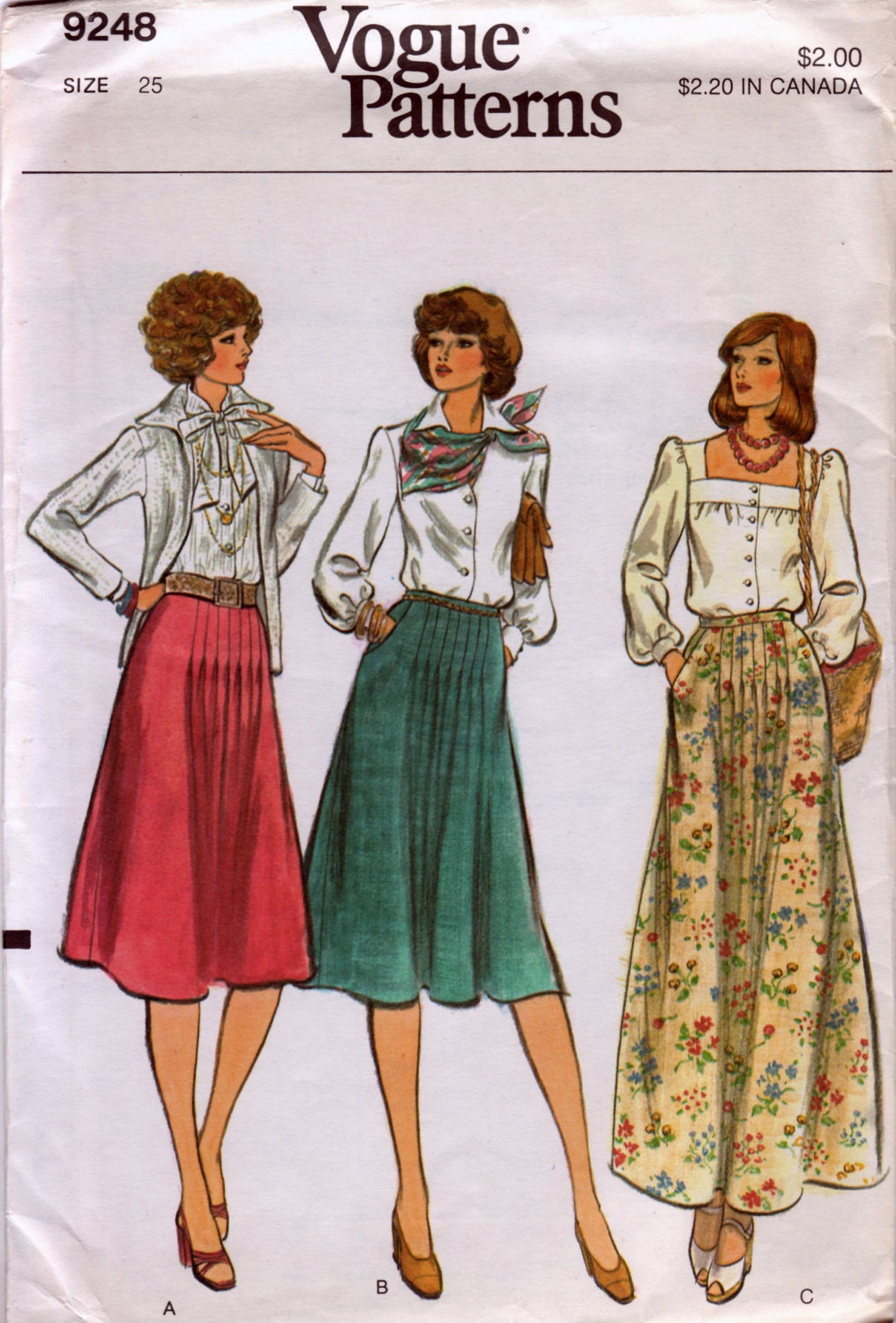 Vintage Vogue Patterns 9248 sewing pattern skirt pattern