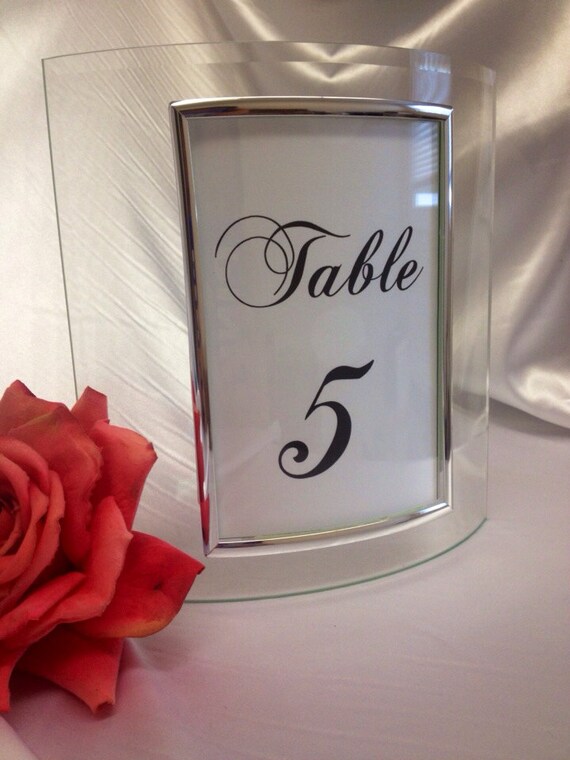 Items similar to Set of 10 Silver Curved Glass Wedding Table Number
