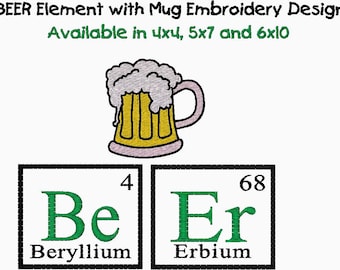 BEER Mug and Periodic Element Embroidery Design