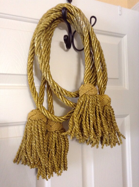 Gold Braided Cord With Tassels Set of 2-each 8 FOOT by SASVintage