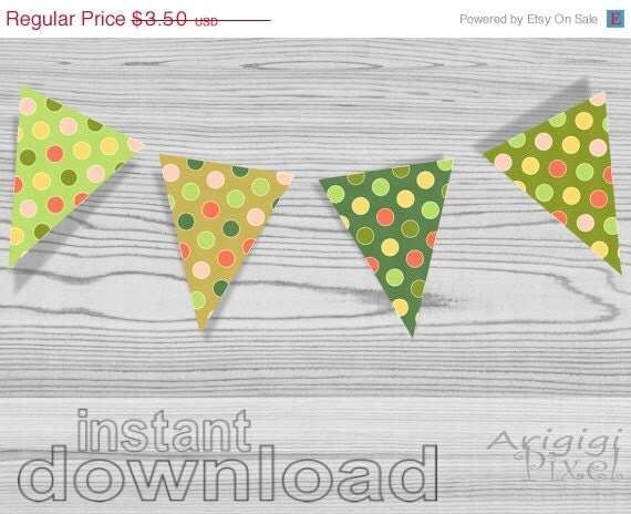 WEEKEND SALE 50 % OFF party banner printable, colorful polka dot, green banner, instant download, Diy party decoration, spring celebration d Il_570xn