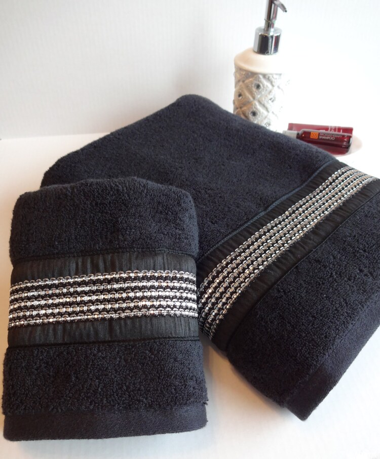 Pick Your Size Bling Towels Black towels bling by AugustAve