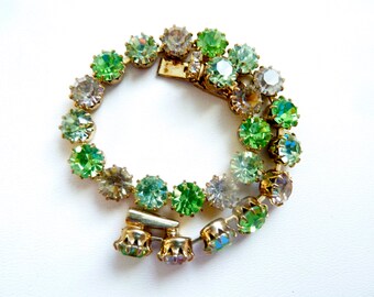 Vintage Green Rhinestone Bracelet