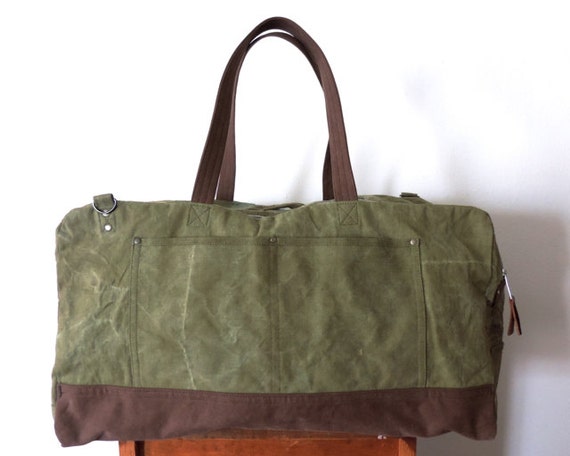 Recycled Canvas Duffel Bag Military Canvas Weekender Bag