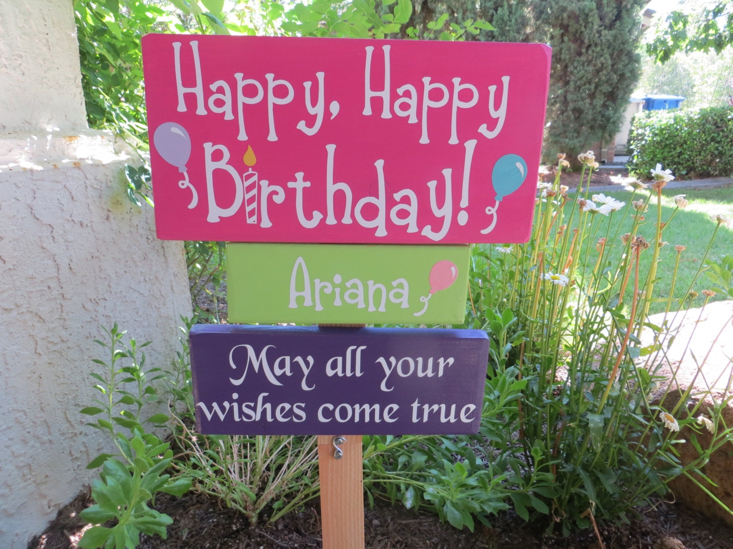 Personalized Happy Birthday Yard Sign Bright Colors