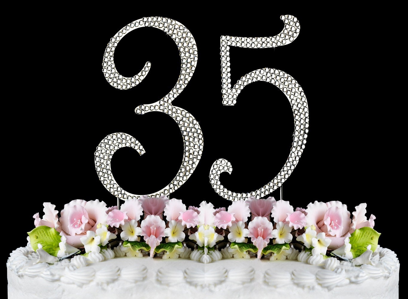 New Large Rhinestone NUMBER 35 Cake Topper 35th Birthday