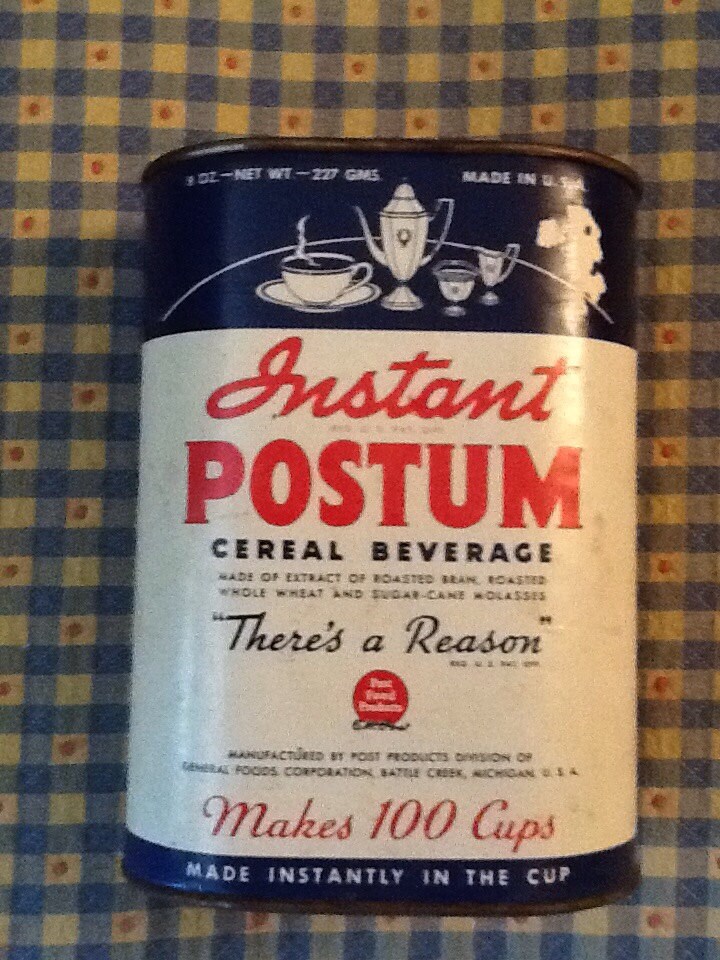 Hilarious Postum Cereal Beverage Tin Breakfast in a Can