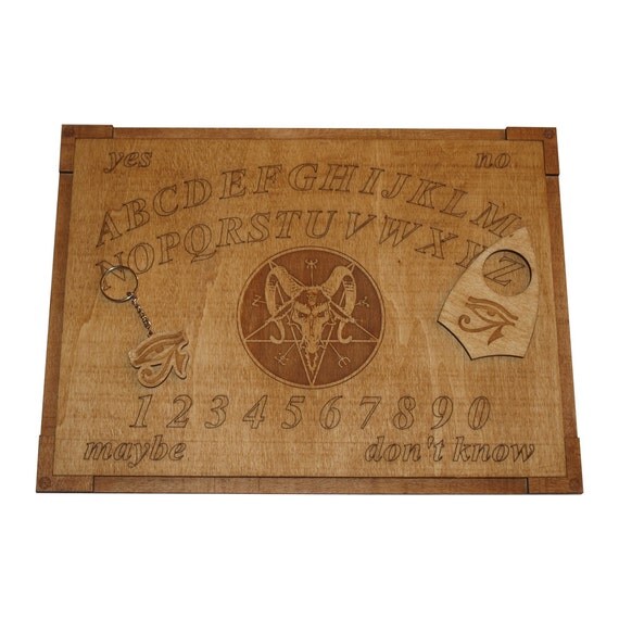 Devil Pentagram Wooden Ouija Board and planchette by Darkcatws