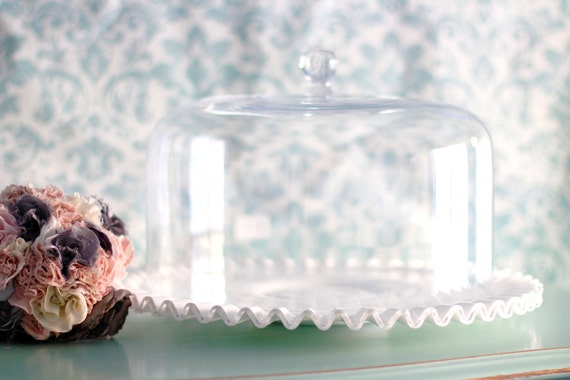 Vintage Cake Plate W Glass Cake Dome By Rochestudiosupplies