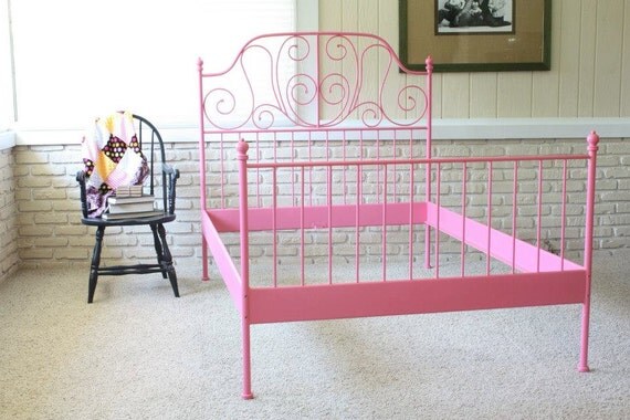 Bright Pink Metal Bed Frame Full Size by Herd2Herd on Etsy