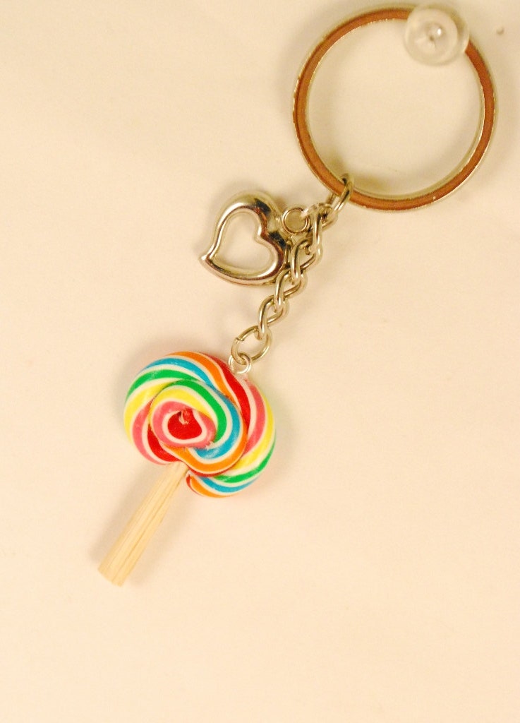 lollipop keychain keyring by SweetArtMiniatures on Etsy