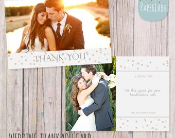 Wedding Thank You Card - Photoshop template - AW011 - INSTANT DOWNLOAD