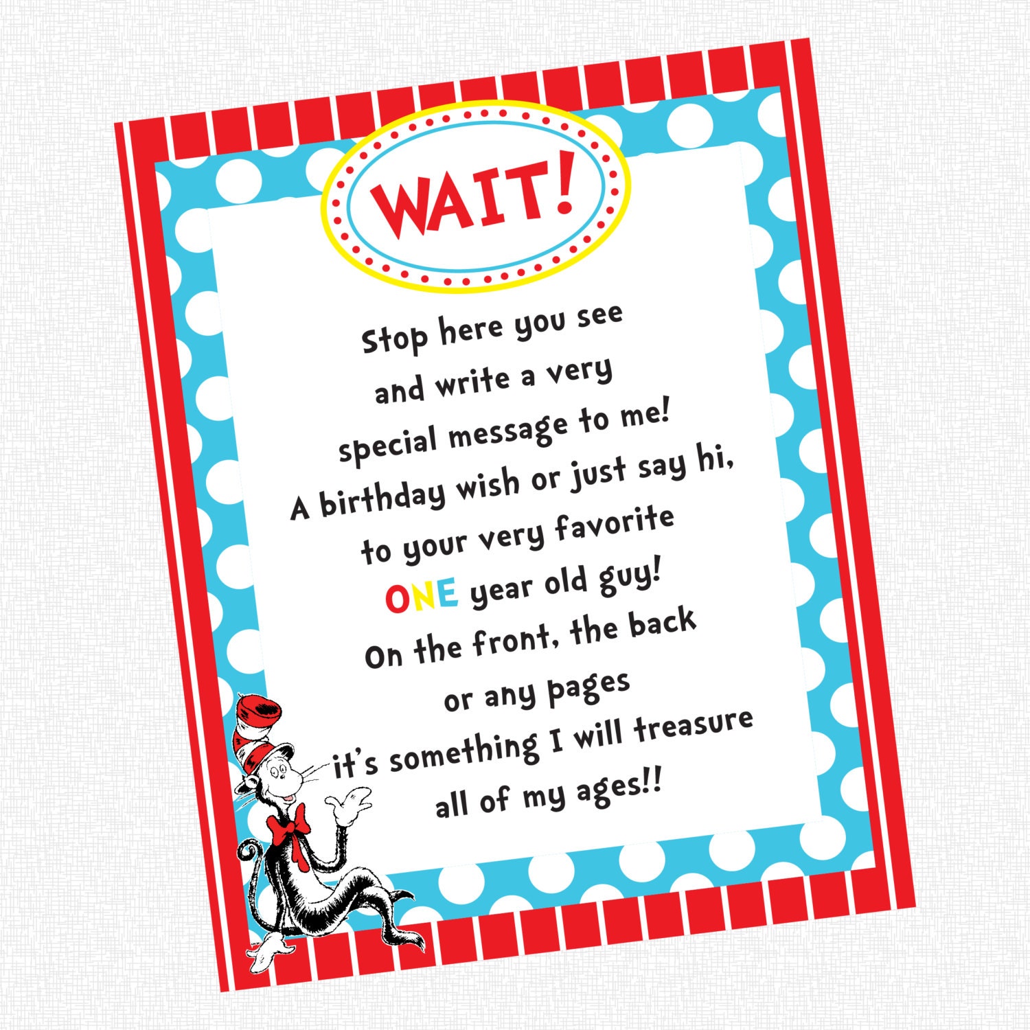 Dr Seuss Birthday Party Guest Book Sign By GridCreativeStudio