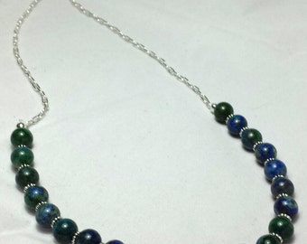 Azurite Necklace, Blue Necklace, Green Necklace, Necklace for Her, Gemstone Necklace