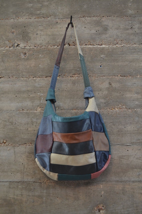 SALE: Multi-Colored Leather Handbag Leather Purse Vintage