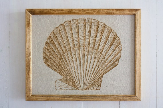 Items similar to Large Nautical Engraved Canvas Print, Scallop, Home ...