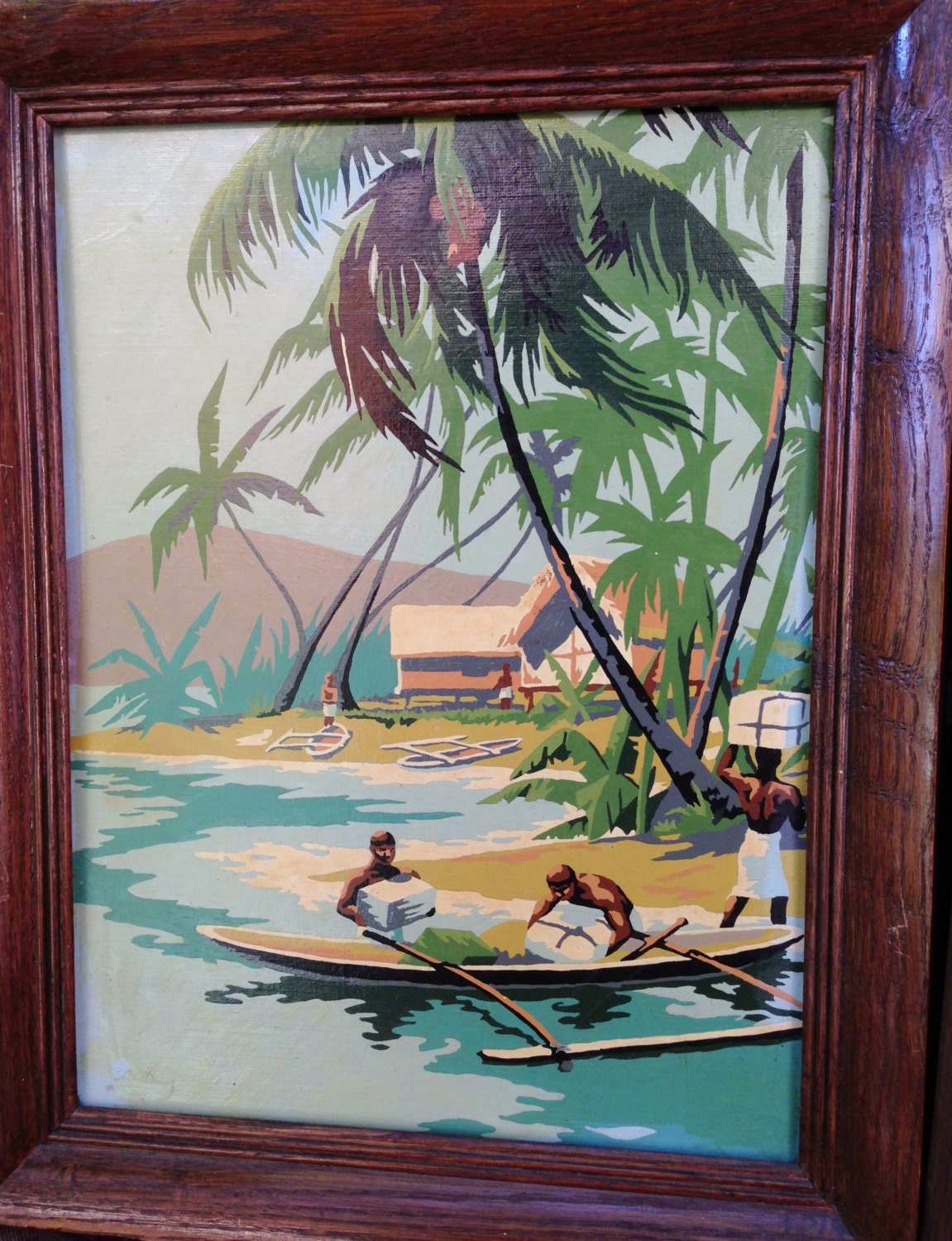 Vintage Pair of Hawaiian Paint By Number Very Kawaii Tikki