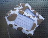 Brown Cow Skin Fabric Print Fabric Name Identification Bag and Gift Tags for your Gear.
