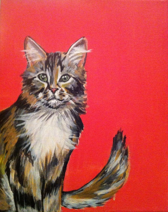 Fancy Cat 8 x 10 acrylic painting by DandyPetPortraits on Etsy