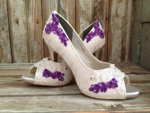  Colored  Bridal  Shoes  Purple Ivory White  All by LaBoutiqueBride