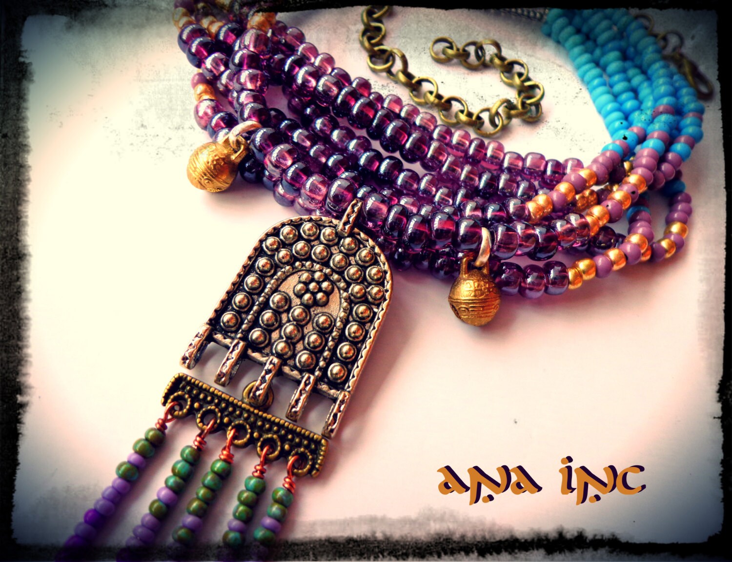 Ethnic Necklace Boho Jewelry Gypsy necklace Bali style by anainc