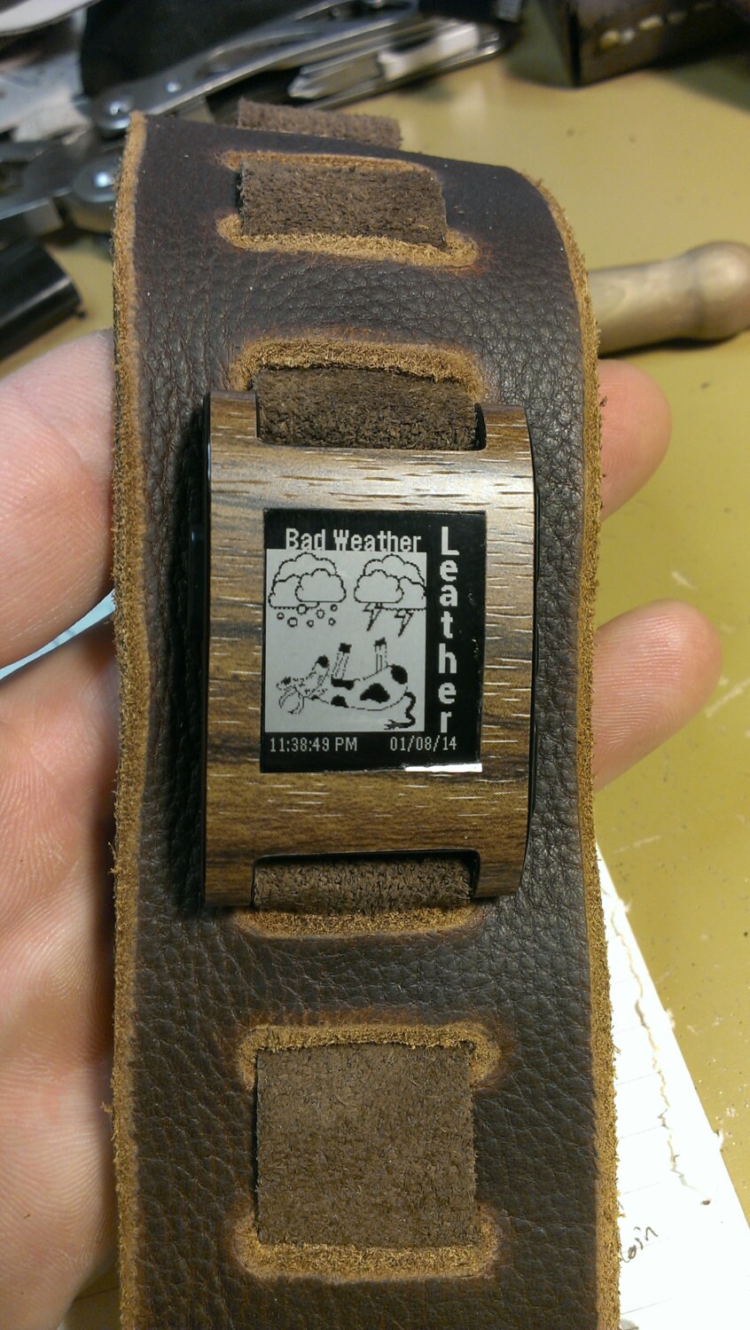 Pebble leather watch band