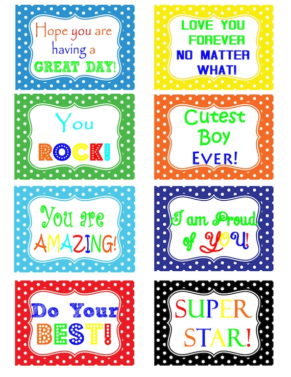 Items similar to INSTANT DOWNLOAD Boys Lunchbox Notes Printable PDF's ...