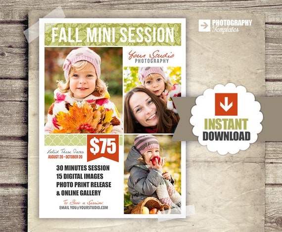 Fall Photography Marketing Board 5x7 Mini Sessions Psd Newsletter Template Autumn Mini Free Mini Session Templates