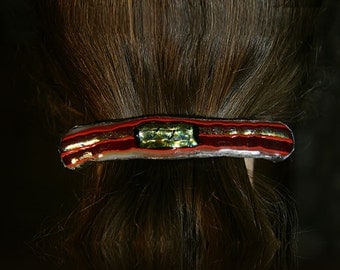 Brilliant and Wild Fused Glass Hair Barrette