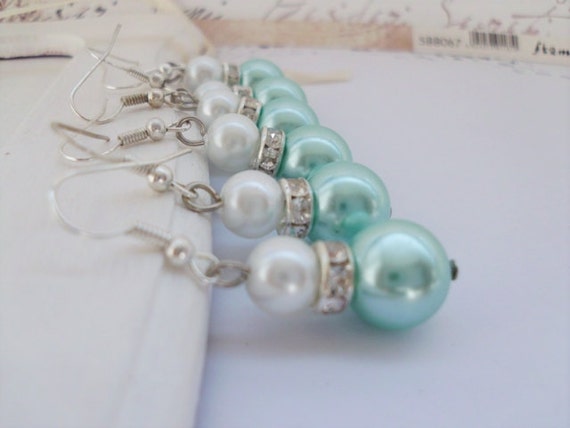  Tiffany  Blue Earrings  Bridesmaid  earrings  set of 7 Bridal 