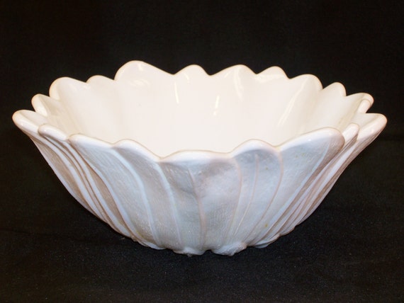 Indiana Milk Glass Lily Pons Bowl Opaque White by GarageSaleGlass